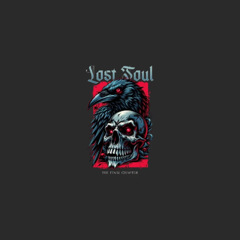 Lost Soul: Gothic Raven and Skull Dark Fantasy Illustration Baseball Cap