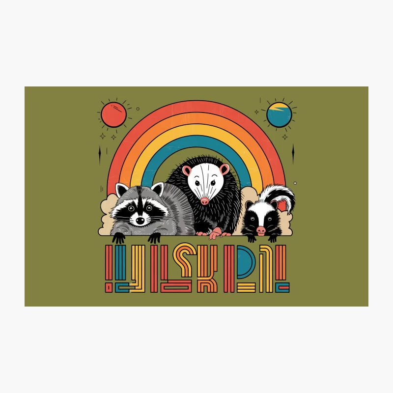 Whimsical Wildlife: Cartoon Critters Under a Rainbow Travel Mug