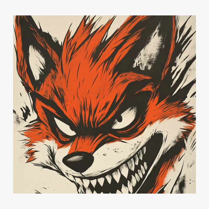 Menacing Cartoon Fox with Sharp Grin Throw Pillow