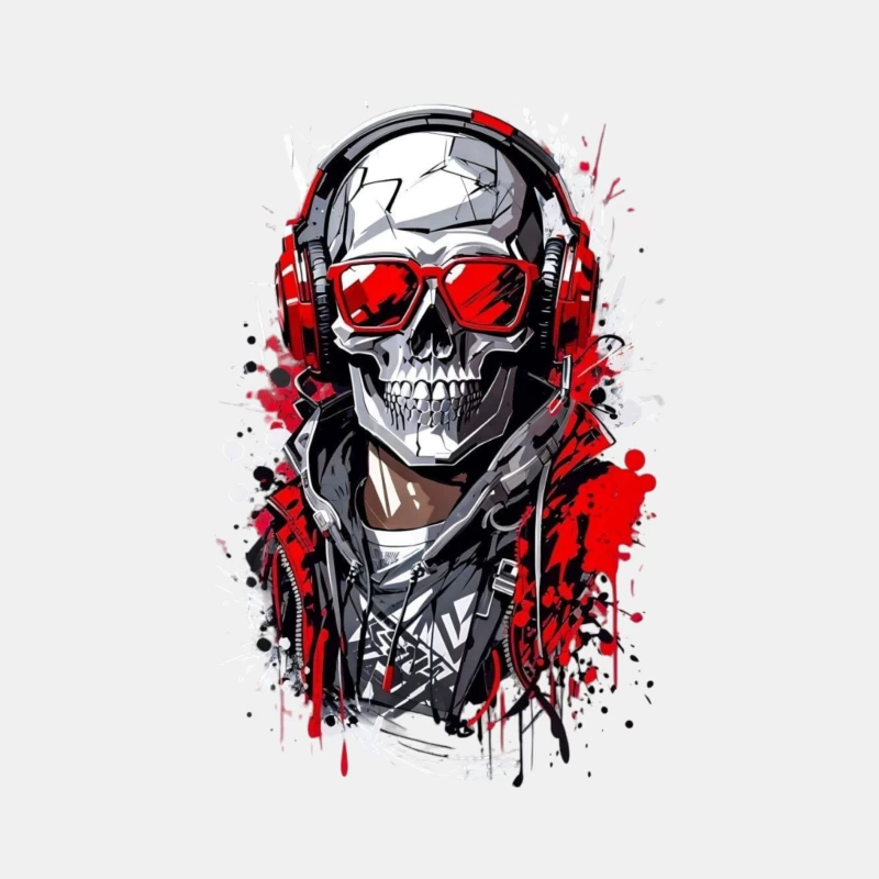 Cool Urban Skull with Headphones Male Tank Top
