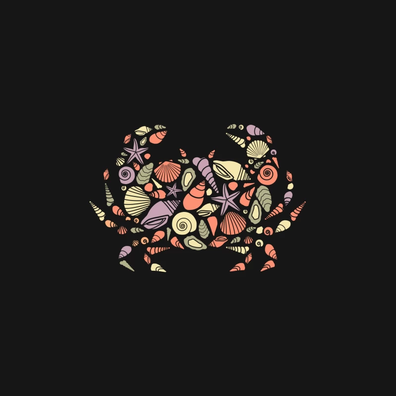 Crabe composé de coquillages colorés Femme T-Shirt