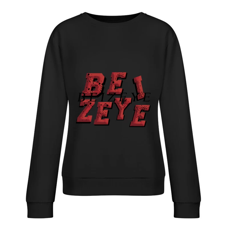 Rotes 3D-Typografie-Design Damen Pullover Sweatshirt