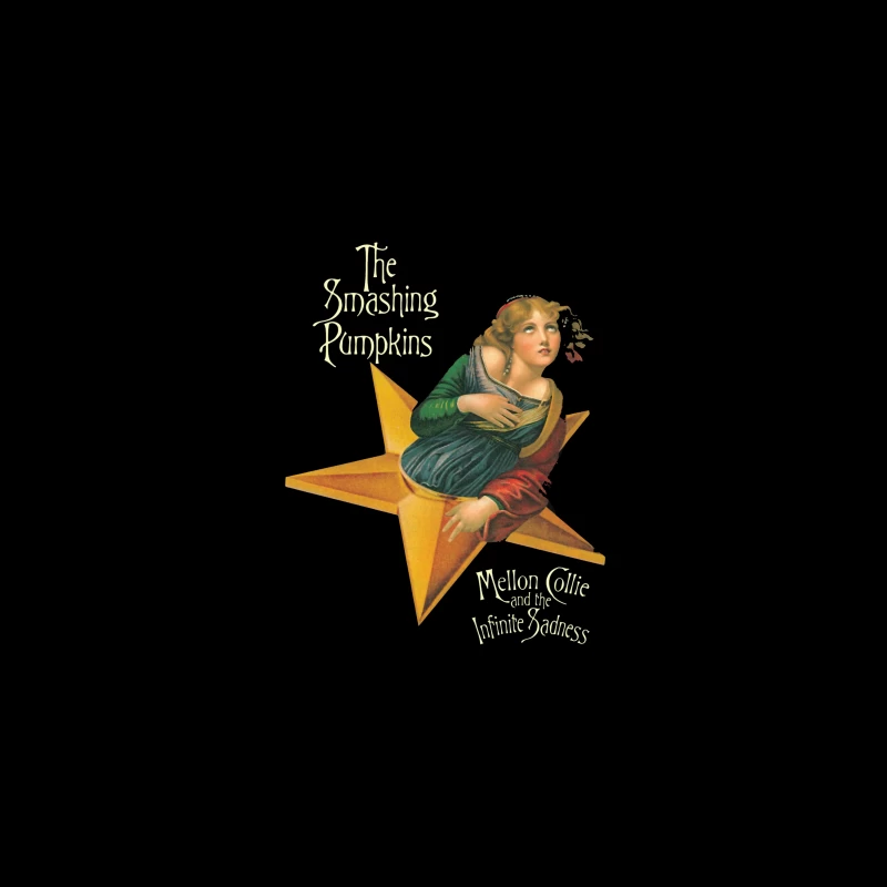 The Smashing Pumpkins' Mellon Collie Album Cover Featuring Classical Art on Golden Star Travel Mug