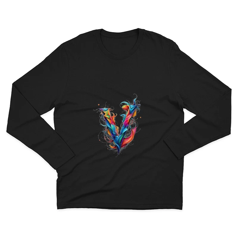 Vibrant Abstract Watercolor Letter V Design Male Long Sleeve T-Shirt