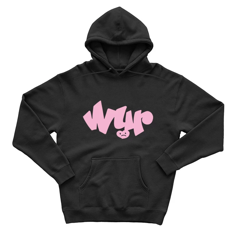 Rosa Graffiti Schriftzug mit traurigem Gesicht Herren Pullover Hoodie