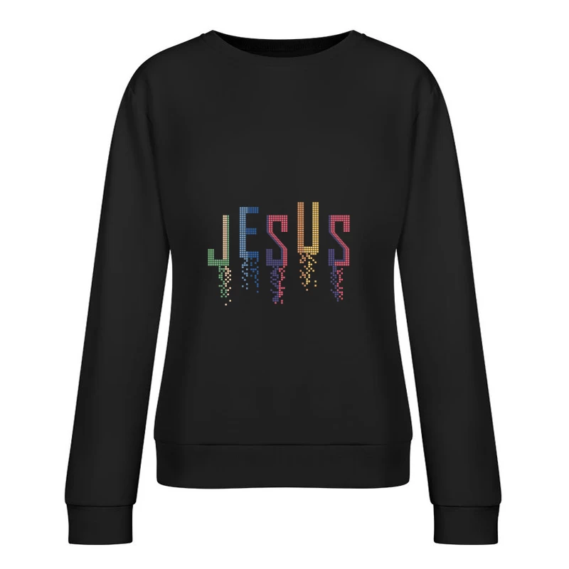 Jesus in Pixelkunst Damen Pullover Sweatshirt