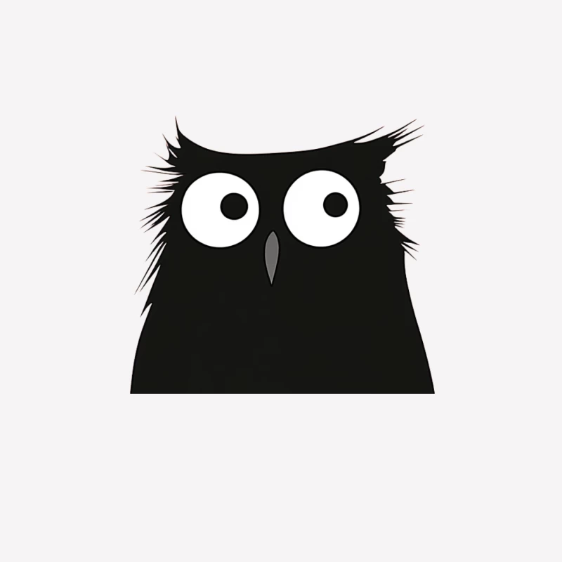 Minimalist Wide-Eyed Cartoon Owl Female T-Shirt