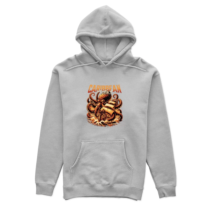 Giant Caribbean Octopus Attacking Sailing Ship Illustration Female Pullover Hoodie