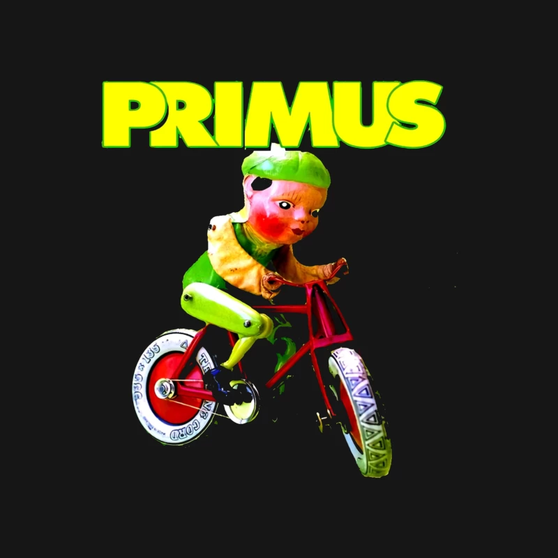 Primus Band Logo with Surreal Vintage Toy Bicycle Art Male T-Shirt