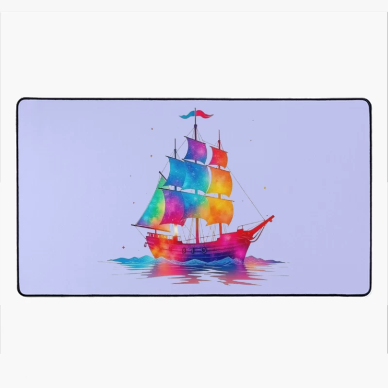 Colorful Sailing Ship Desk Mat