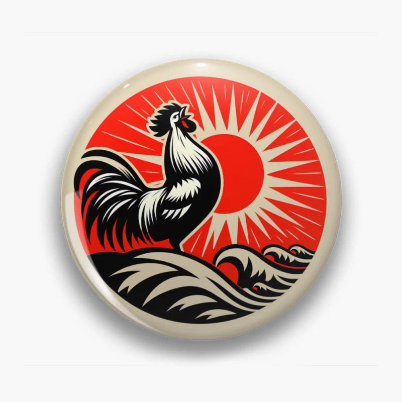 Rooster in Sunrise Pin