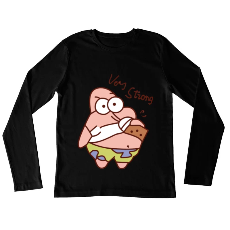 Starker Cartoon-Charakter mit Keks Damen Langarm T-Shirt