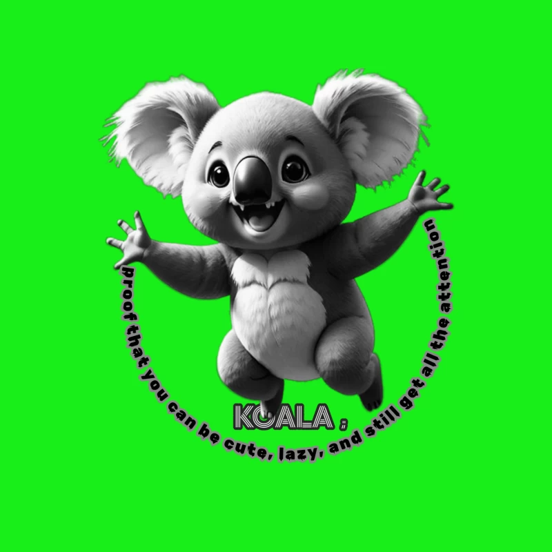 Cute Animated Koala Showing Joy and Attention Mouse Pad