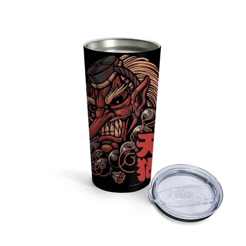 Ferocious Demon Illustration in Traditional Art Style Travel Mug