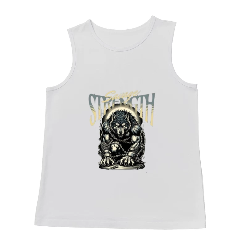 Savage Strength: Chained Werewolf Dark Art Male Tank Top