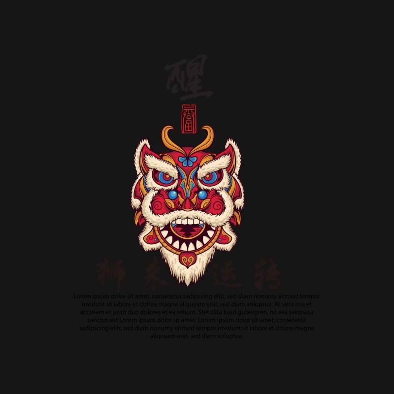 Traditionelles Löwenmasken-Design Herren Langarm T-Shirt