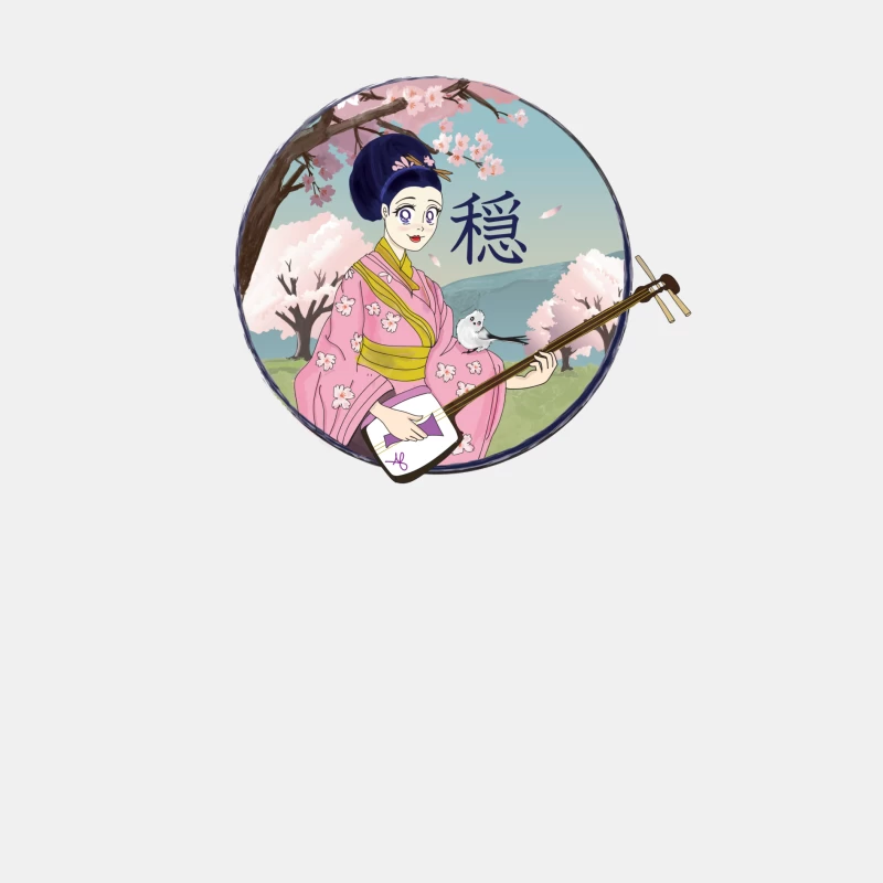 Anime Geisha Girl playing a Japanese Shamisen with Shima Enaga Male Tank Top