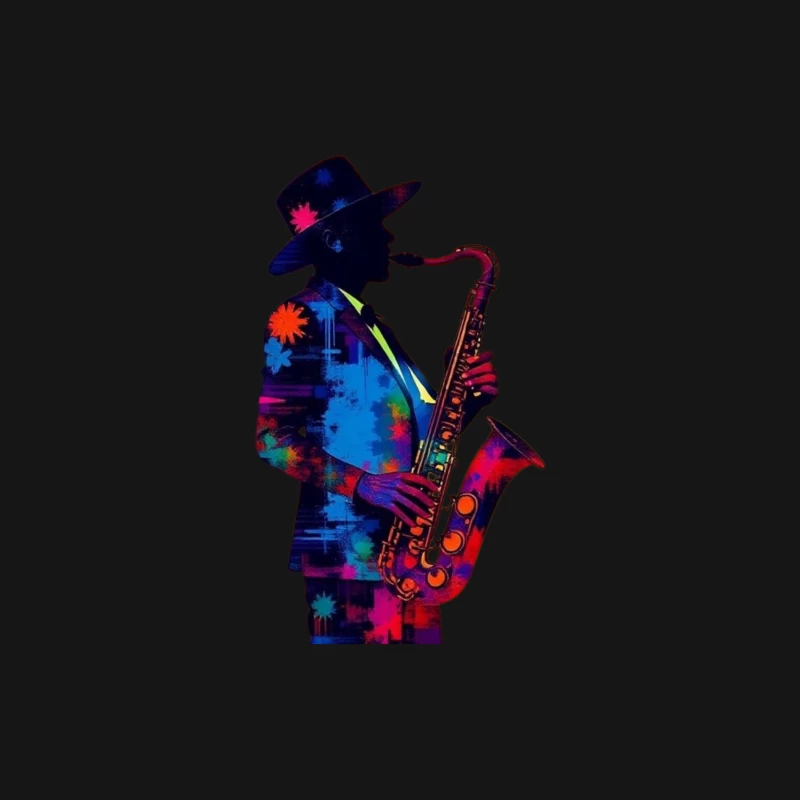 Colorful Saxophonist Silhouette Male Long Sleeve T-Shirt