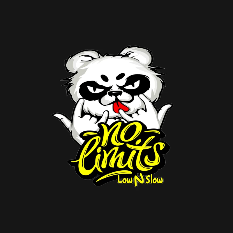 Playful Panda Logo with No Limits Theme Male Long Sleeve T-Shirt