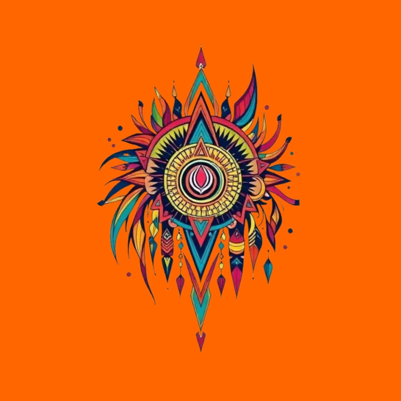Vibrant Tribal Mandala Art Pin