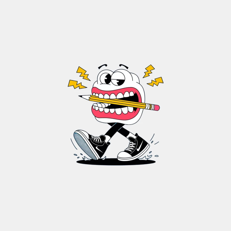Furious Cartoon Character Biting Pencil While Walking Male Tank Top