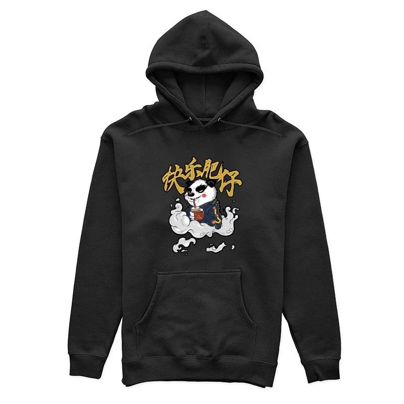 Fröhlicher Panda genießt Getränk Damen Pullover Hoodie