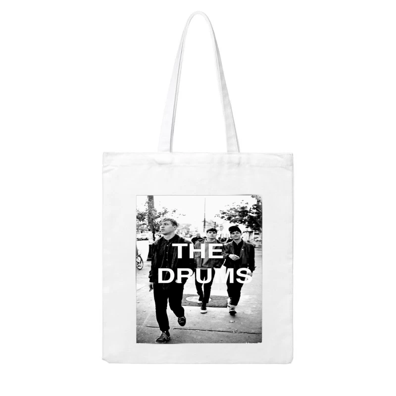 The Drums Band Members Walking on Street - Vintage Black and White Photo Cotton Tote Bag