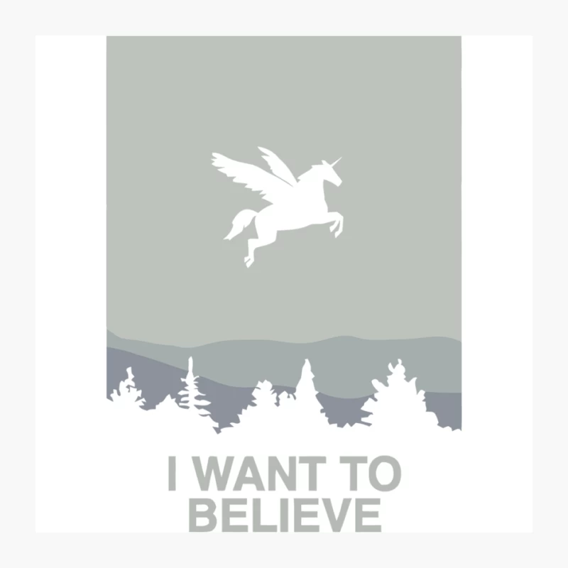 Mythical Pegasus Soars Over Minimalist Forest Landscape Pin