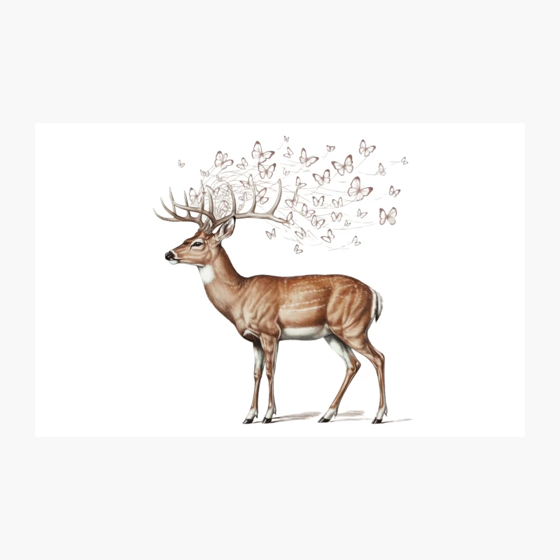 Surreal Deer with Butterfly Antlers Travel Mug