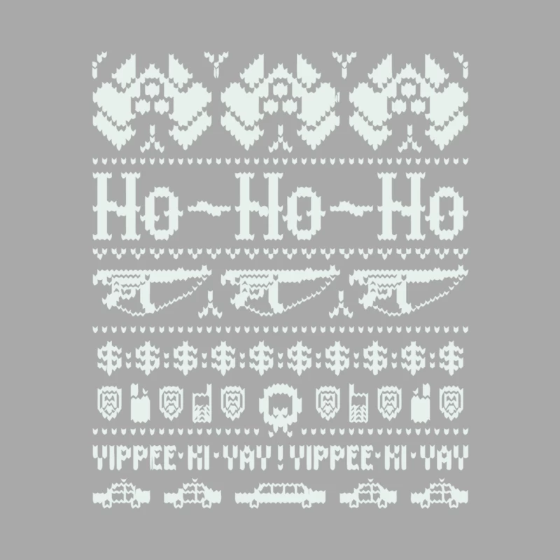 Pixelated Christmas Sweater Pattern with Ho-Ho-Ho Text Female Pullover Hoodie