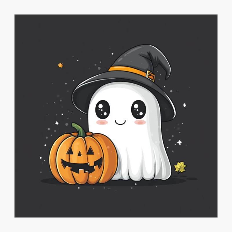 Cute Halloween Ghost with Pumpkin and Witch Hat Pin