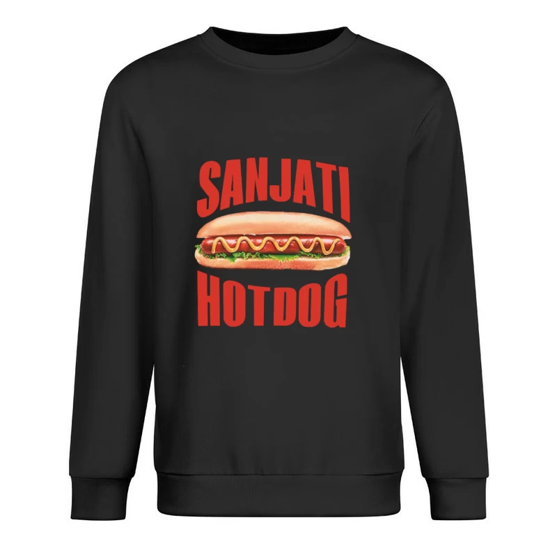 Sanjati Hotdog-Logo mit Wurst und Senf Herren Pullover Sweatshirt