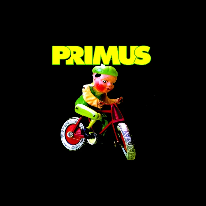 Primus Band Logo with Surreal Vintage Toy Bicycle Art Tapestry