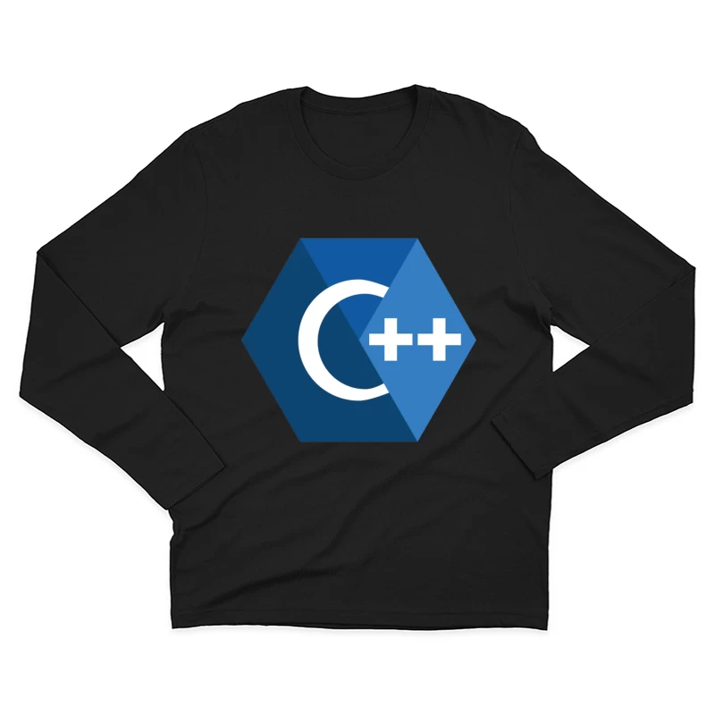 C++ Programming Language Logo in Blue Hexagon Design Male Long Sleeve T-Shirt