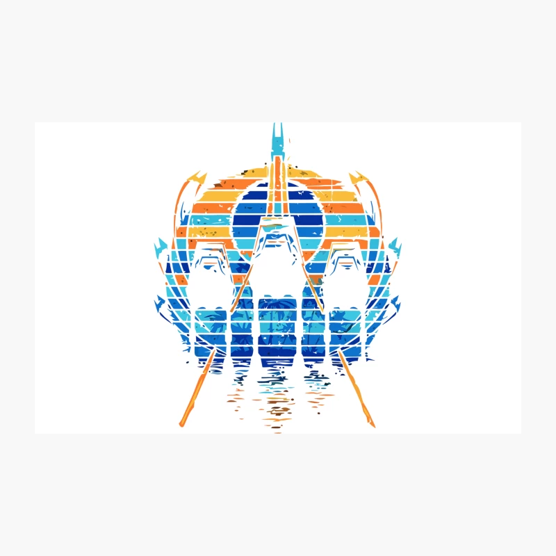 Retro Space Shuttle Launch: Colorful Geometric Sci-Fi Art Travel Mug