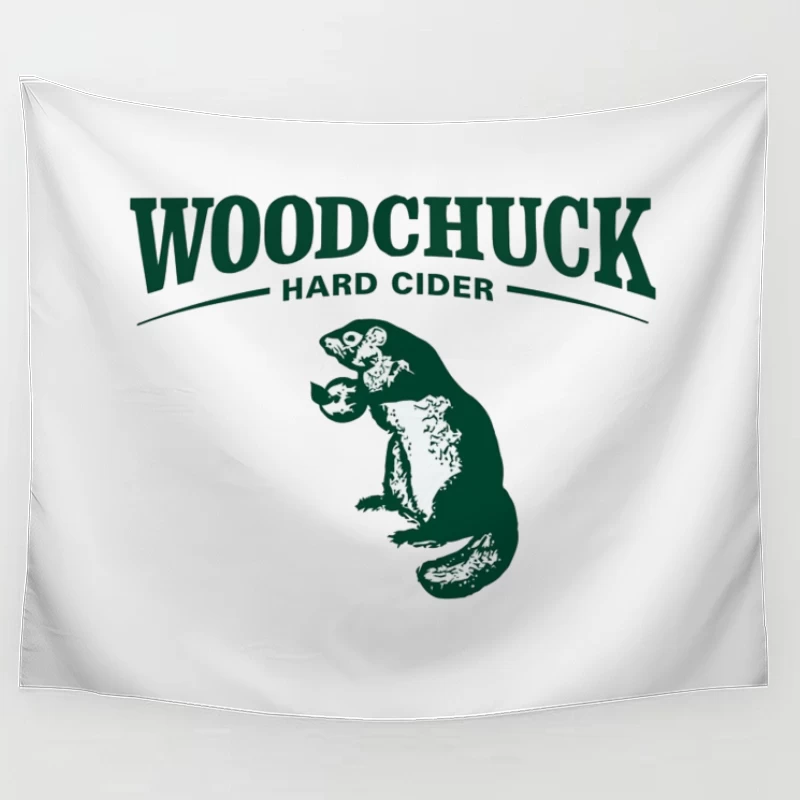 Woodchuck Hard Cider Green Logo with Mascot Design Tapestry