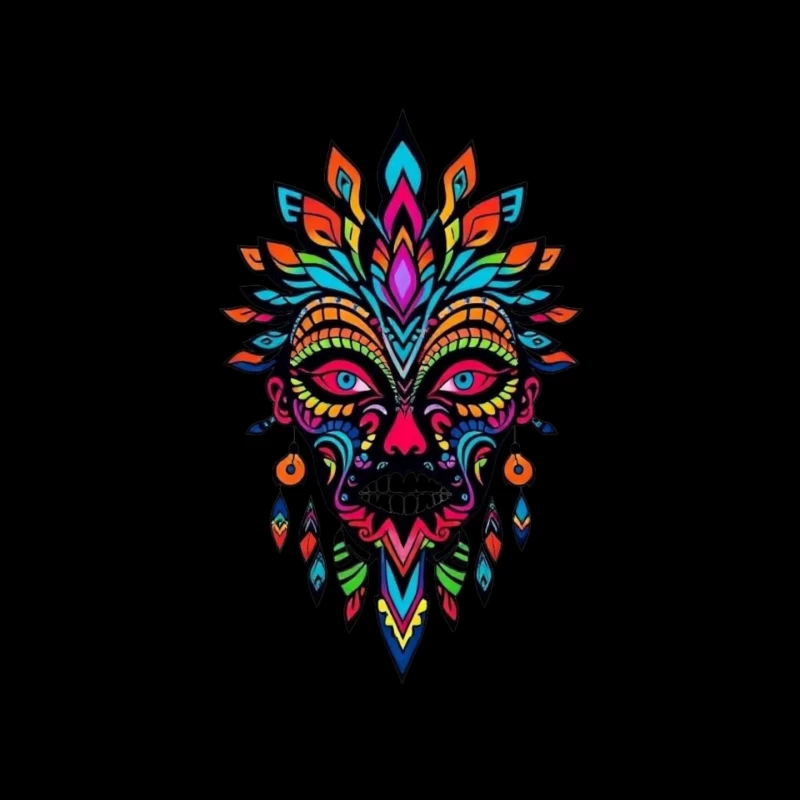 Colorful Tribal Mask Illustration Mouse Pad