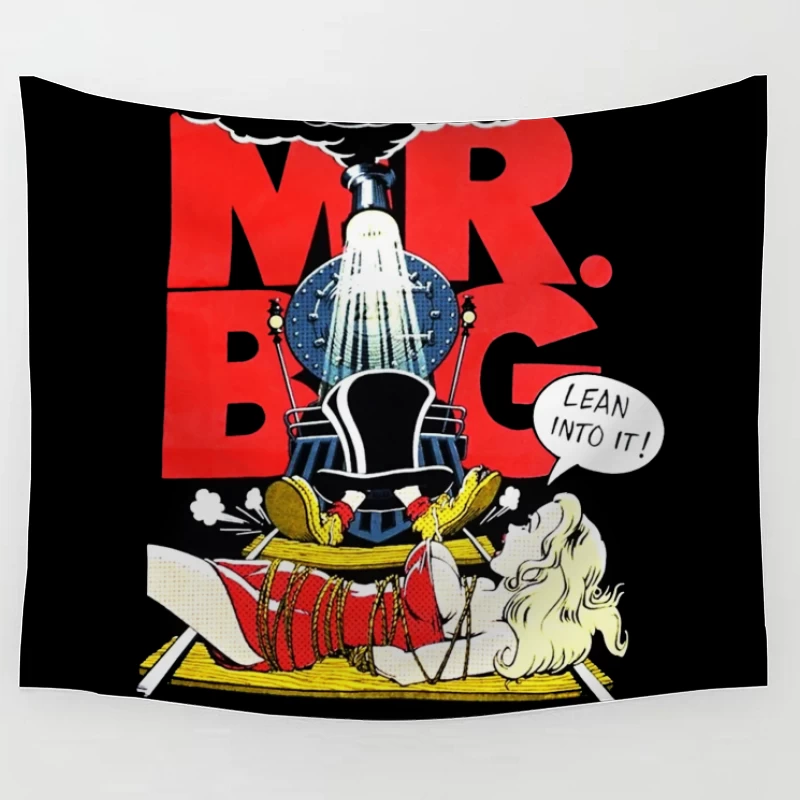 Vintage "Mr. Big" Bathroom Advertisement with Comic-Style Shower Illustration Tapestry