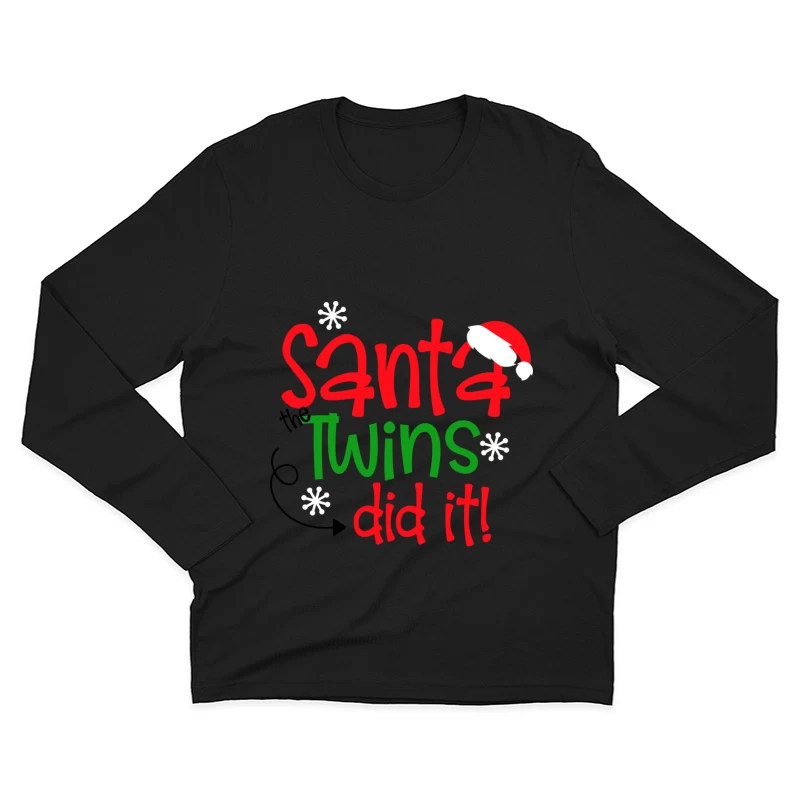 Blague de Noël avec Santa et les Jumeaux Homme Manches Longues T-Shirt