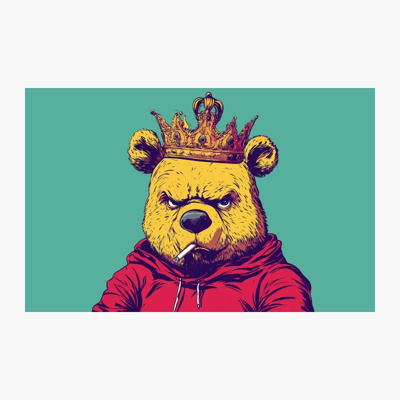 Royal Bear in Red Hoodie: Urban Street Art Style Travel Mug