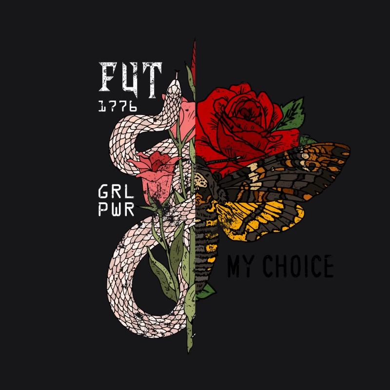 Serpent et papillon avec roses Homme Sweat à capuche