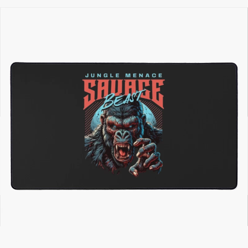 Savage Jungle Gorilla Monster Retro Art Design Desk Mat