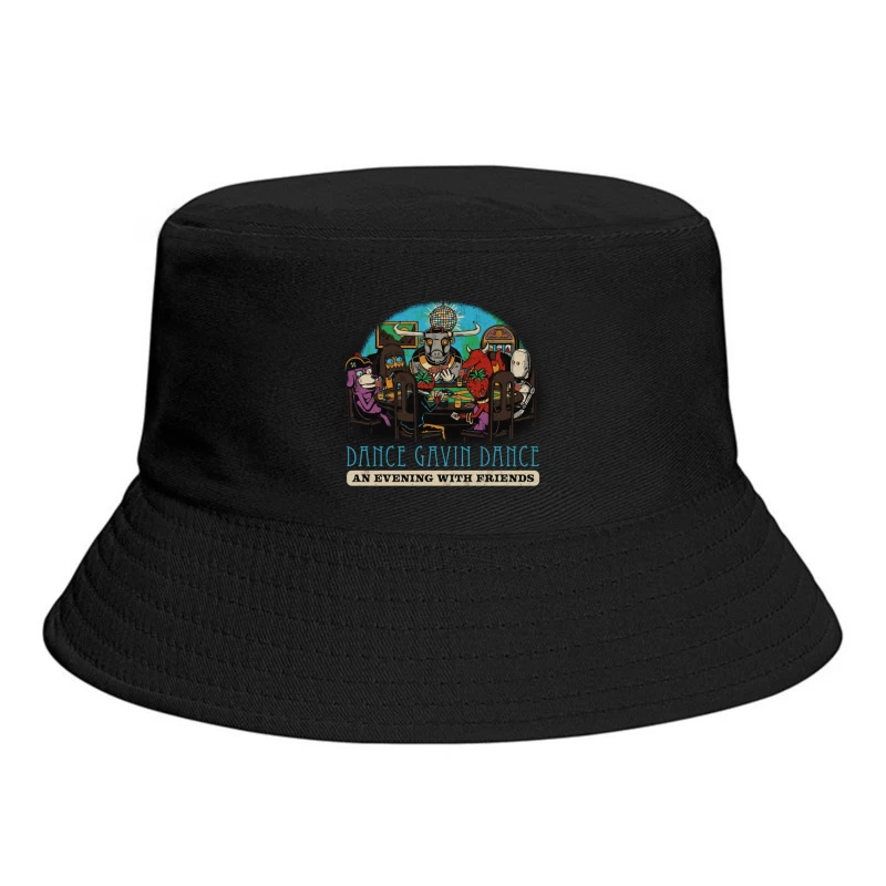 Dance Gavin Dance: Cartoon Characters Playing Poker Under Disco Ball Bucket Hat