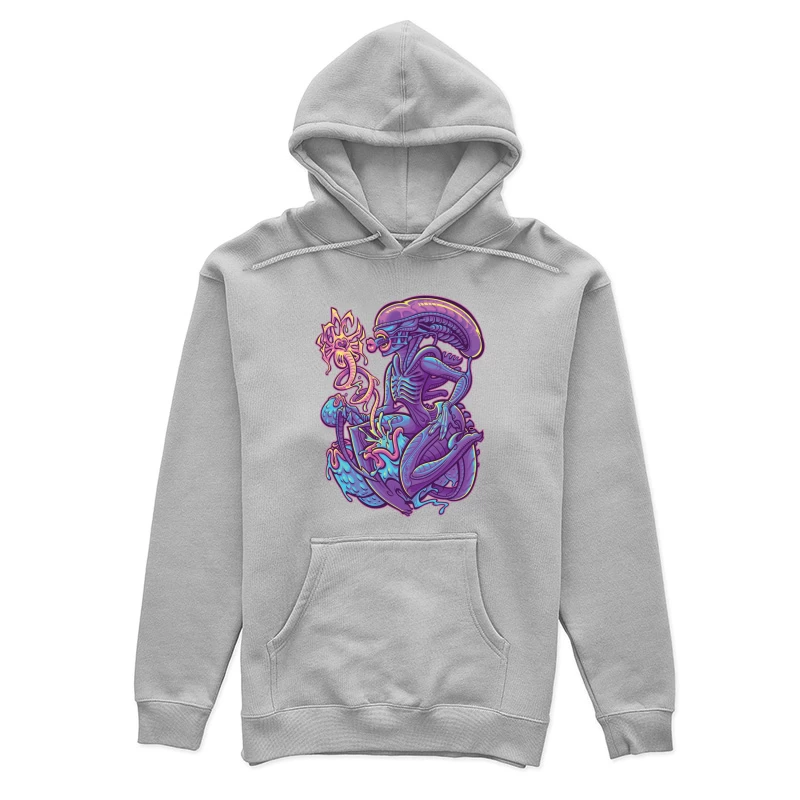 Colorful Surreal Alien Creature in Digital Art Female Pullover Hoodie