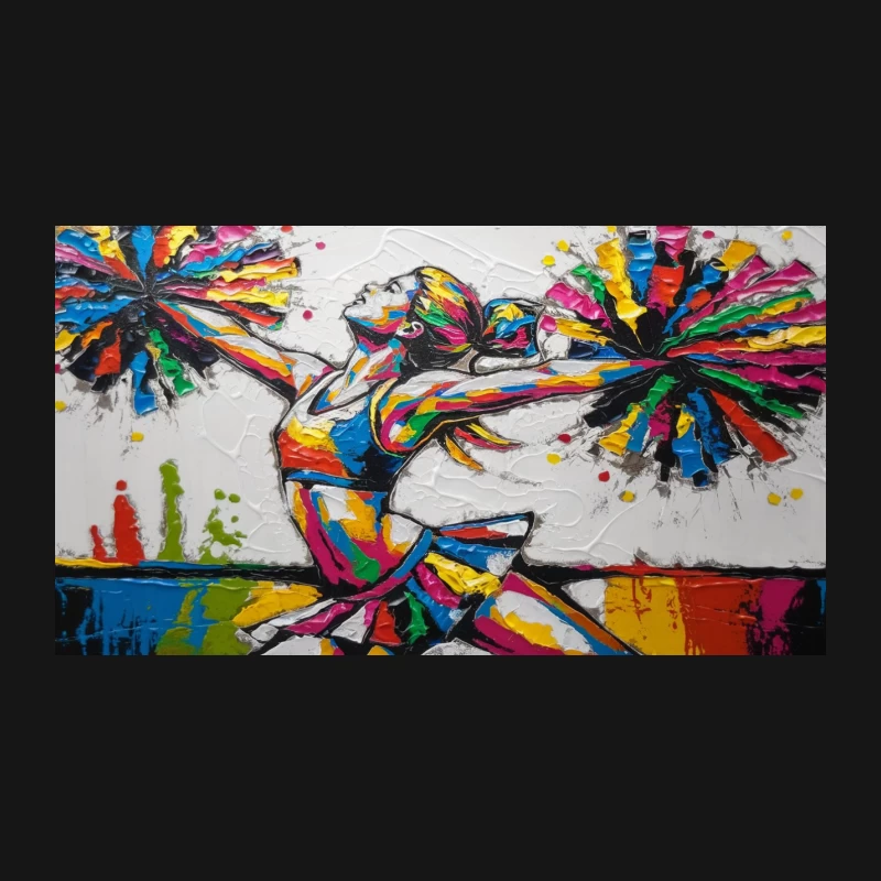 Vibrant Abstract Dancer: Colorful Energetic Cheerleader Art Desk Mat