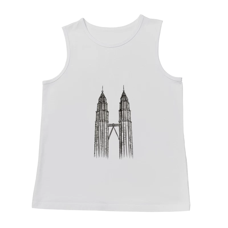 Line Drawing of Iconic Petronas Twin Towers in Kuala Lumpur Male Tank Top