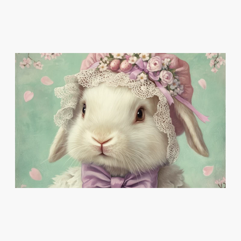 Vintage Portrait of an Elegant White Rabbit in Floral Bonnet Travel Mug
