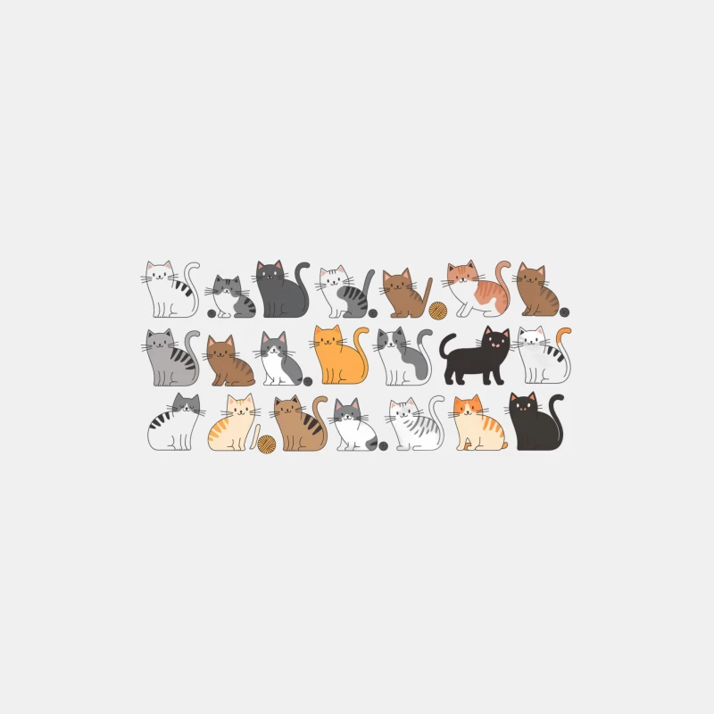 Cute Cartoon Cat Collection: Illustrated Feline Friends Male Tank Top