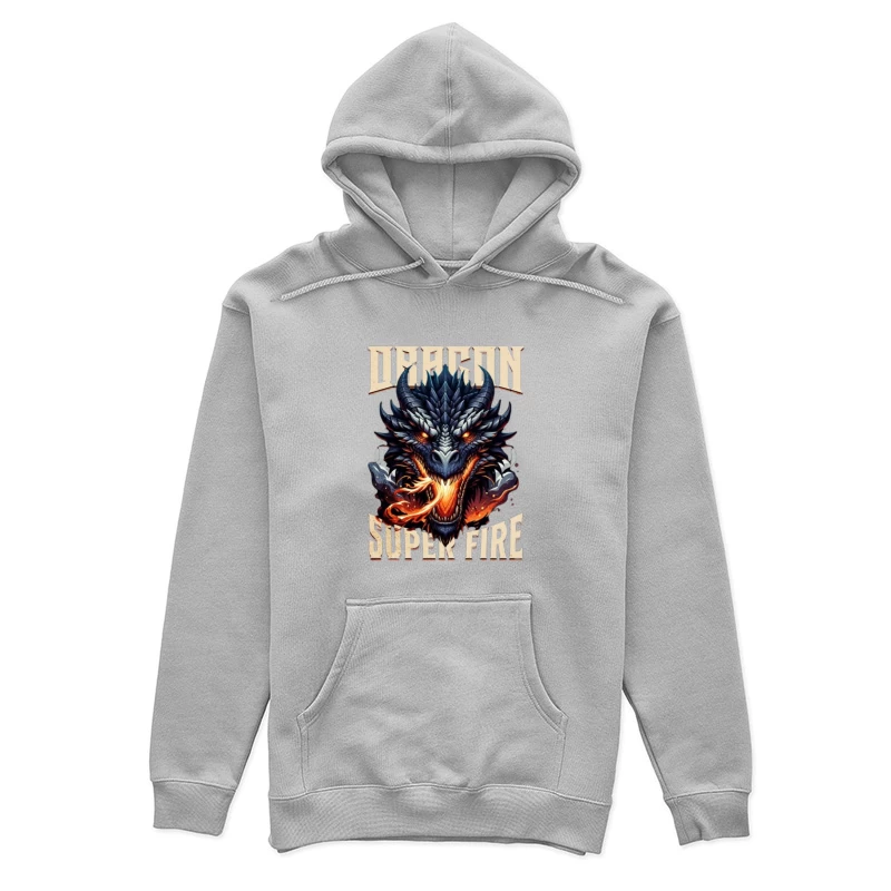 Menacing Dragon Head with Super Fire Flames Female Pullover Hoodie