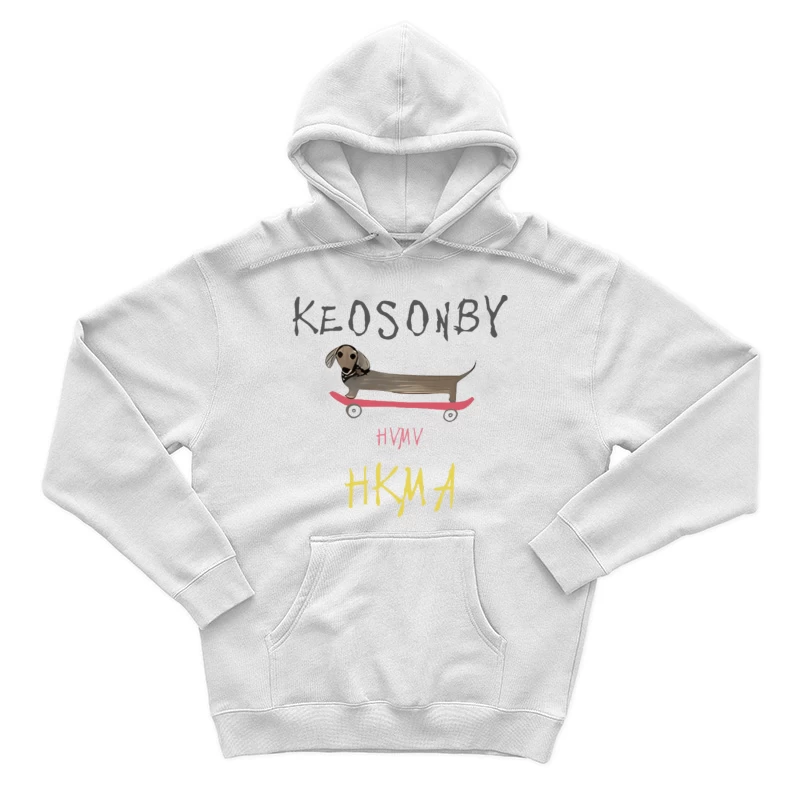 Hund auf Skateboard mit Schrift Herren Pullover Hoodie